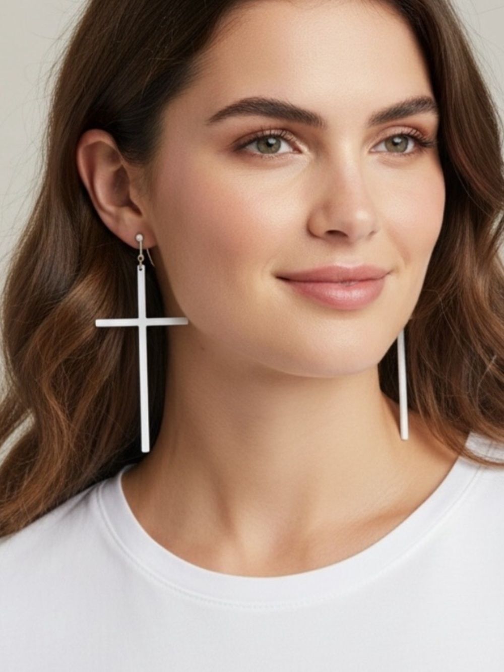 Clover White Cross Drop Earrings